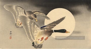  pleine Art - oies en vol avant une pleine lune Ohara KOSON Shin Hanga